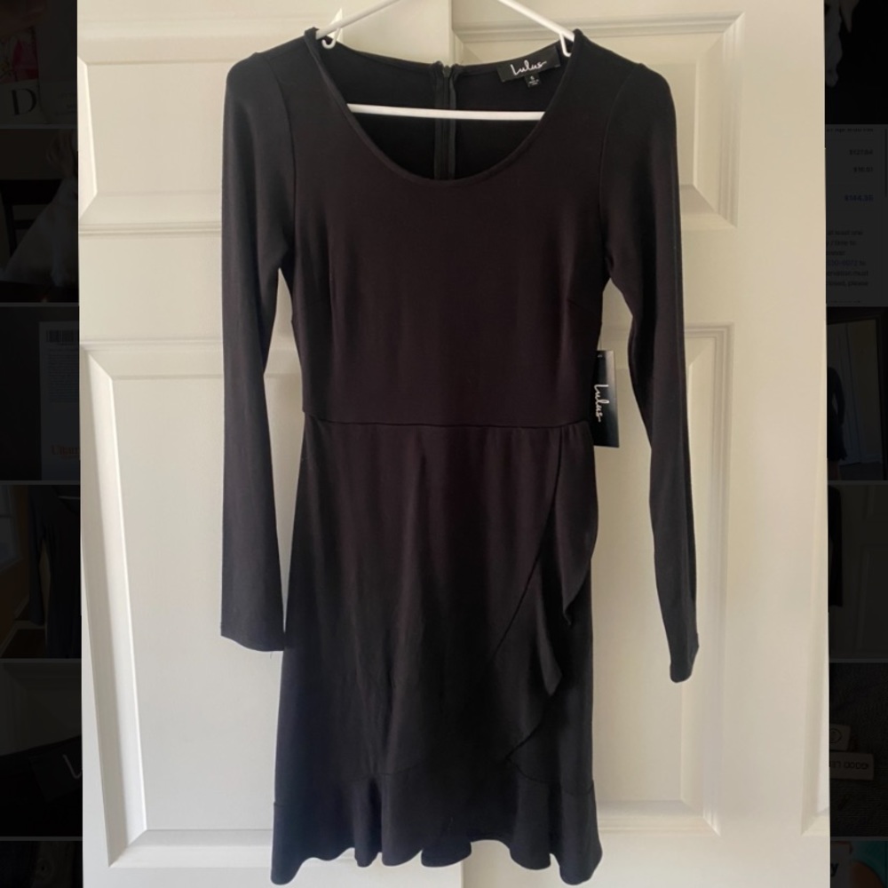 Lulus Black Long Sleeve Wrap Dress NWT